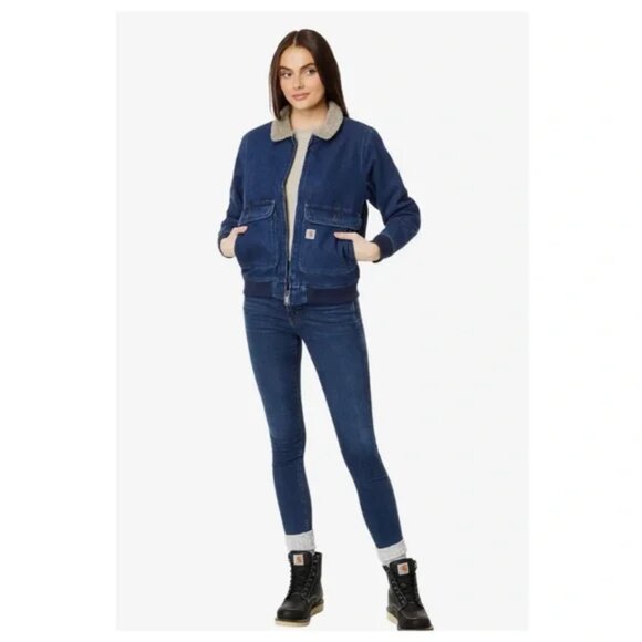 NEW CARHARTT Relaxed Fit Denim Sherpa Lined Jacket Denim for women 563mn - Picture 6 of 6